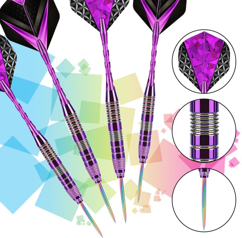 Trecynd Darts Metal Tip Set 3 Aluminum Shaft Metal Dart Set Professional Darts Steel Tip Sets + Extra Dart Flights 3 Replace Plastic Shafts Beginner or Professional Darts 22g - Image 5